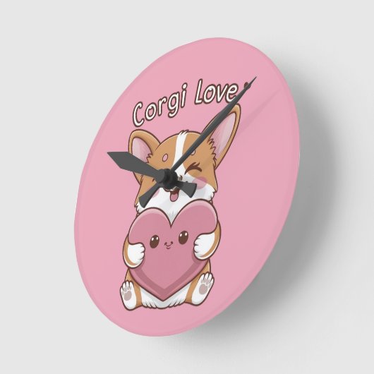 Corgi Liebe Wall Clock Runde Wanduhr (Winkel)