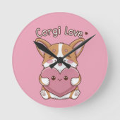 Corgi Liebe Wall Clock Runde Wanduhr (Vorderseite)