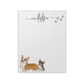 Corgi Liebe Watercolor Monogram Personalisiert Notizblock (Rotiert)