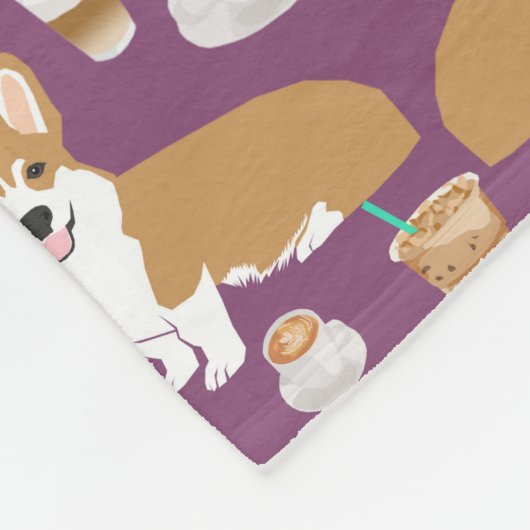 Corgi Lieben Kaffee lila Fleecedecke (Ecke)