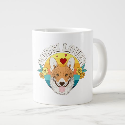 CORGI LIEBHABER Regenbogen Jumbo-Tasse (Vorderseite Rechts)