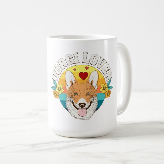 CORGI LIEBHABER Regenbogen Kaffeetasse (VorderseiteRechts)