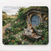 Corgi liest lokale Zeitung im Garten Mousepad (Vorne)