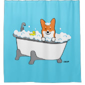 Corgi Life | Duschvorhang | Rot | v2 (Vorderseite)