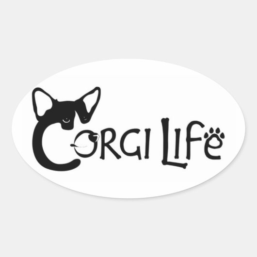 Corgi Life Ovaler Aufkleber (Vorderseite)