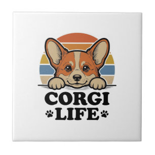 Corgi Life Shirt Vintage Gravur Hunde Liebhaber Ku Fliese