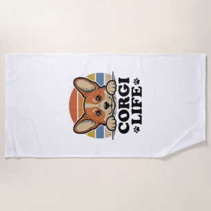 Corgi Life Shirt Vintage Gravur Hunde Liebhaber Ku Strandtuch