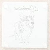 Corgi Line Art personalized dog Glasuntersetzer (Rückseite)