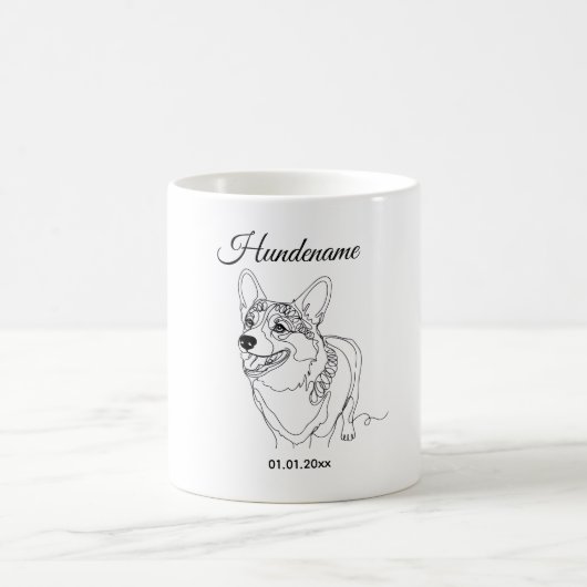 Corgi Line Art personalized dog Kaffeetasse (Mittel)