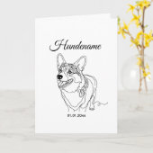 Corgi Line Art personalized dog Karte (Gelbe Blume)