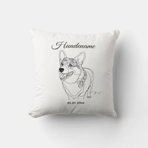 Corgi Line Art personalized dog Kissen
