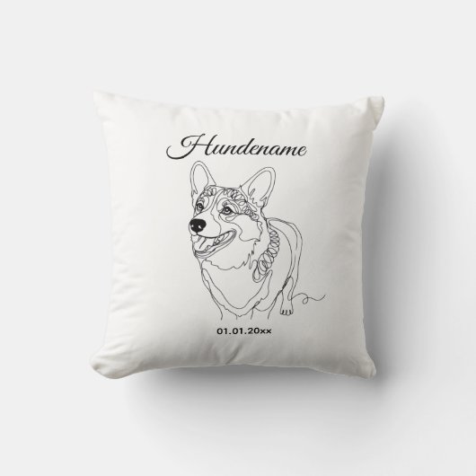 Corgi Line Art personalized dog Kissen (Vorderseite)