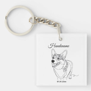Corgi Line Art personalized dog Schlüsselanhänger