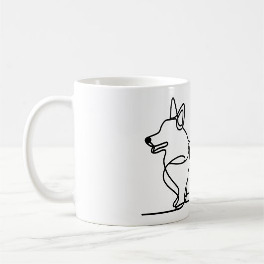Corgi Line Zeichnend Kaffeetasse (Links)