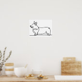 Corgi Line Zeichnend Poster (Küche)