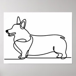 Corgi Line Zeichnend Poster