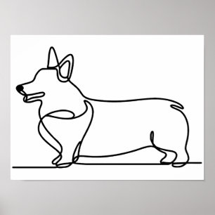 Corgi Line Zeichnend Poster