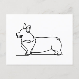 Corgi Line Zeichnend Postkarte