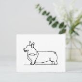 Corgi Line Zeichnend Postkarte (Stehend Vorderseite)