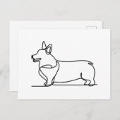 Corgi Line Zeichnend Postkarte (Vorne/Hinten)