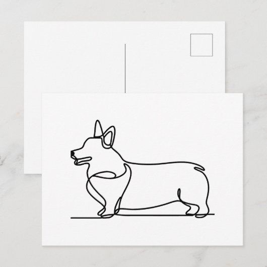 Corgi Line Zeichnend Postkarte (Vorne/Hinten)
