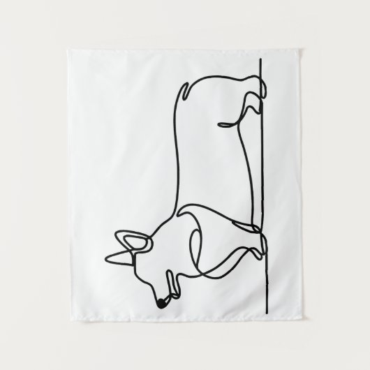 Corgi Line Zeichnend Wandteppich (Vorderseite)