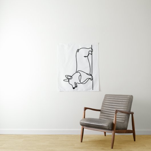 Corgi Line Zeichnend Wandteppich (Beispiel)