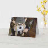 Corgi-Little Girl mit Hinweis für Santa Karte (Gelbe Blume)