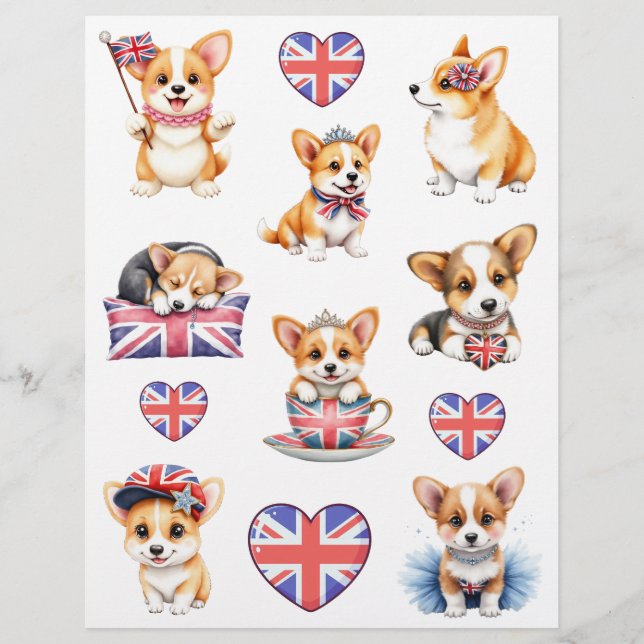 Corgi London Collage Scrapbook Papier (Vorderseite)