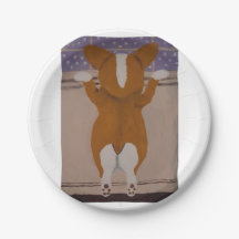 Corgi looking out window