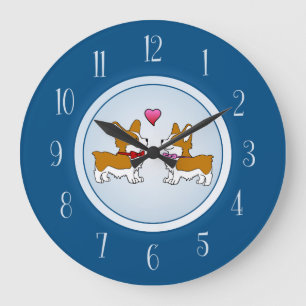 Corgi Love Große Wanduhr