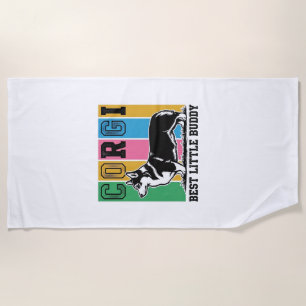 Corgi Love Shirt Vintage Gravur Hund Silhouette_ Strandtuch