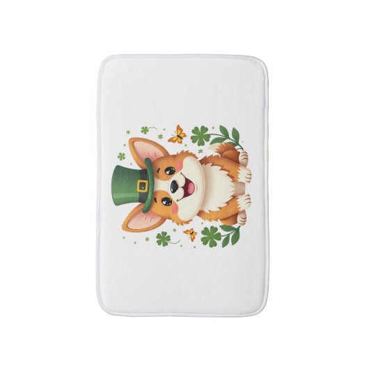 Corgi Lover Kleeblatt Happy St Patricks Day Badematte (Vorderseite Vertikal)