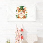Corgi Lover Kleeblatt Happy St Patricks Day Banner (Insitu)