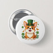 Corgi Lover Kleeblatt Happy St Patricks Day Button (Vorne & Hinten)