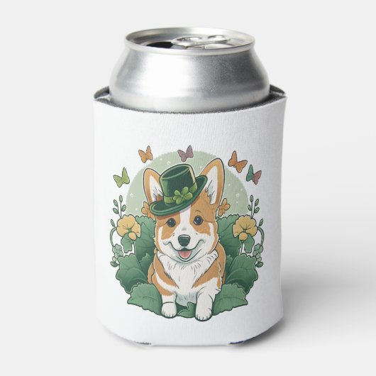 Corgi Lover Kleeblatt Happy St Patricks Day Dosenkühler (Kanne Vorderseite)