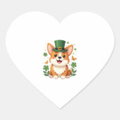 Corgi Lover Kleeblatt Happy St Patricks Day Herz-Aufkleber (Vorderseite)