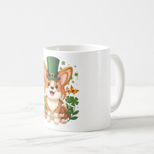 Corgi Lover Kleeblatt Happy St Patricks Day Kaffeetasse (VorderseiteRechts)