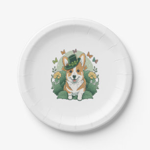 Corgi Lover Kleeblatt Happy St Patricks Day Pappteller
