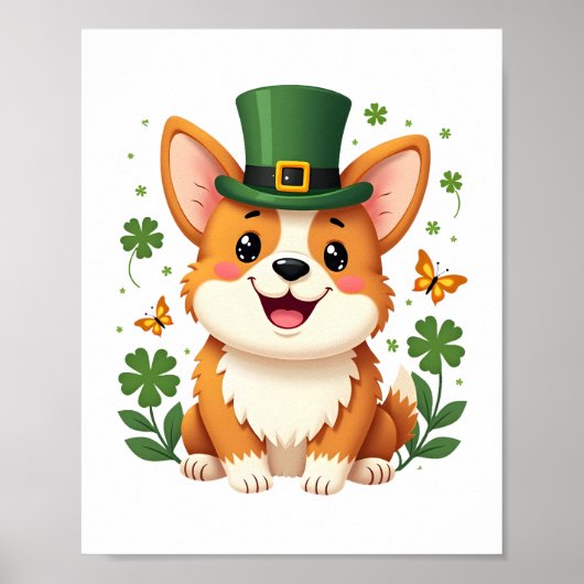 Corgi Lover Kleeblatt Happy St Patricks Day Poster (Vorne)