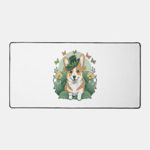 Corgi Lover Kleeblatt Happy St Patricks Day Schreibtischunterlage