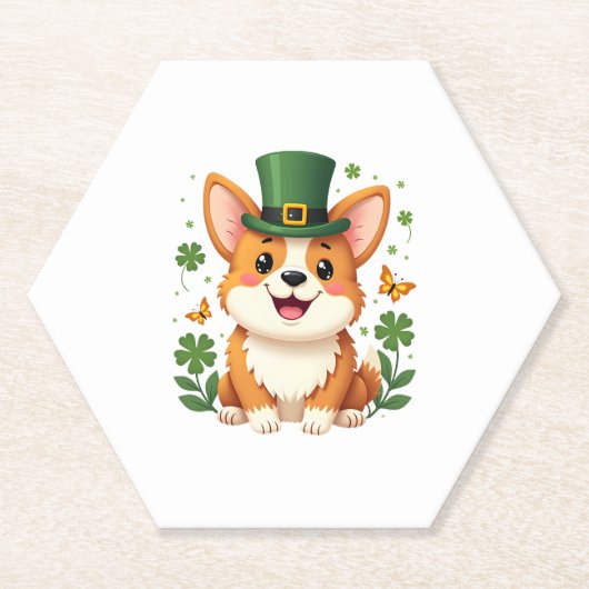 Corgi Lover Kleeblatt Happy St Patricks Day Untersetzer (Vorderseite)