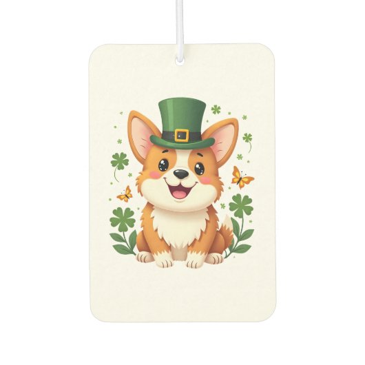 Corgi Lover Shamrock Happy St Patricks Day Autolufterfrischer (Vorderseite)