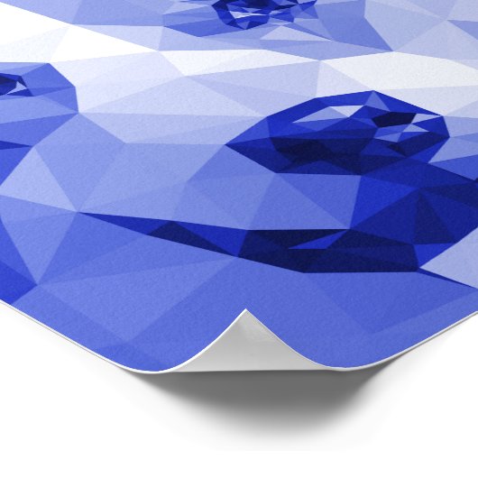 Corgi Low Poly Art in Blue Poster (Ecke)