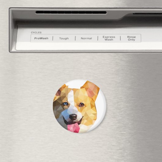 Corgi Low Poly Art Magnet (In Situ (Geschirrspüler))