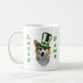 Corgi Lucky Paws; Corgi St Patrick's Day Geschenk Kaffeetasse (Links)