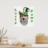 Corgi Lucky Paws; Corgi St Patrick's Day Geschenk Poster (Küche)