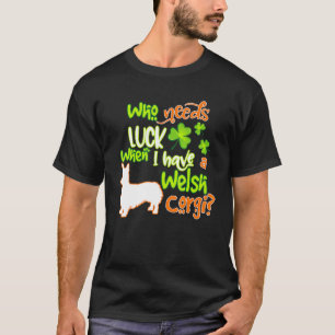 Corgi Lucky Shamrock St Patricks Day Hund T-Shirt