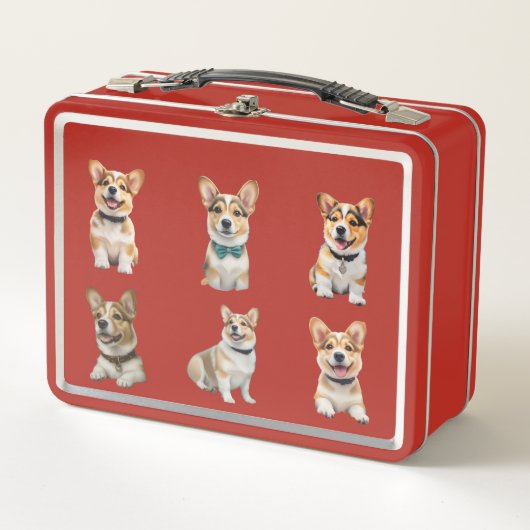 Corgi-Lunchbox Metall Brotdose (Vorderseite)