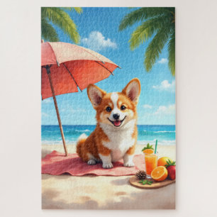 Corgi Luxus-Strandentspannungsszene Puzzle